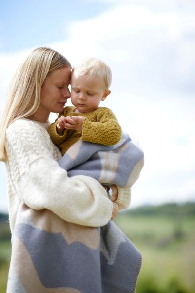 Hovedbilde Fugl og Fisk Halvpledd ull 100x135 - Grey/Beige