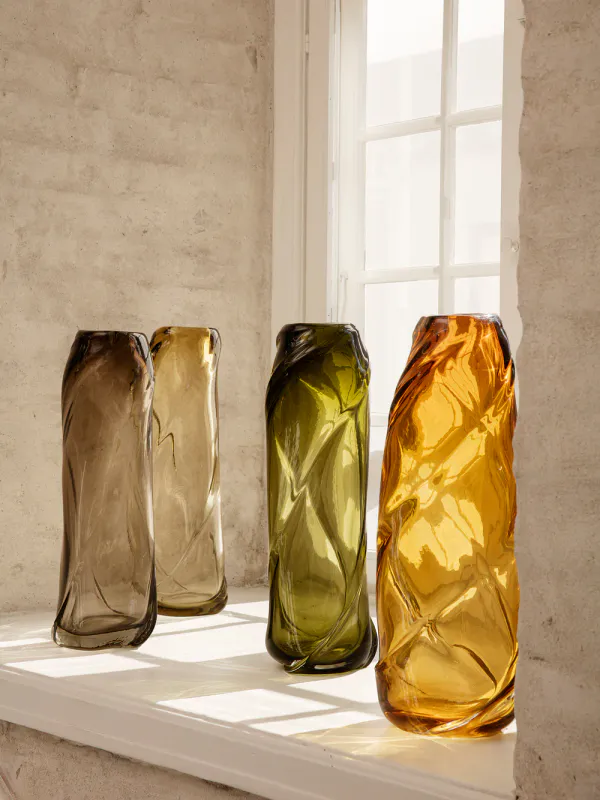 Water Swirl Vase - Tall - Smoked Grey
