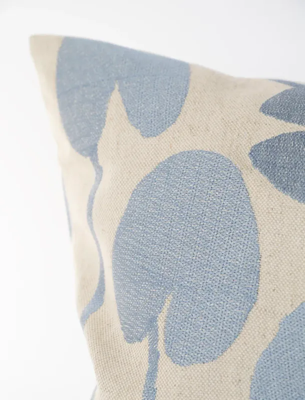 Water Lilies Embroidered Cushion Cover, blue