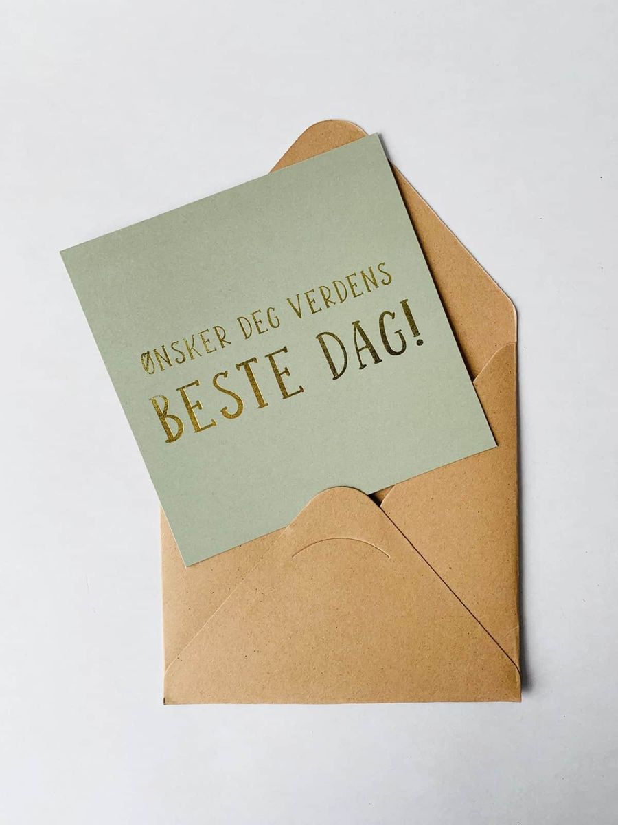 Kort M Konvolutt 12×12 Cm «Verdens Beste Dag»
