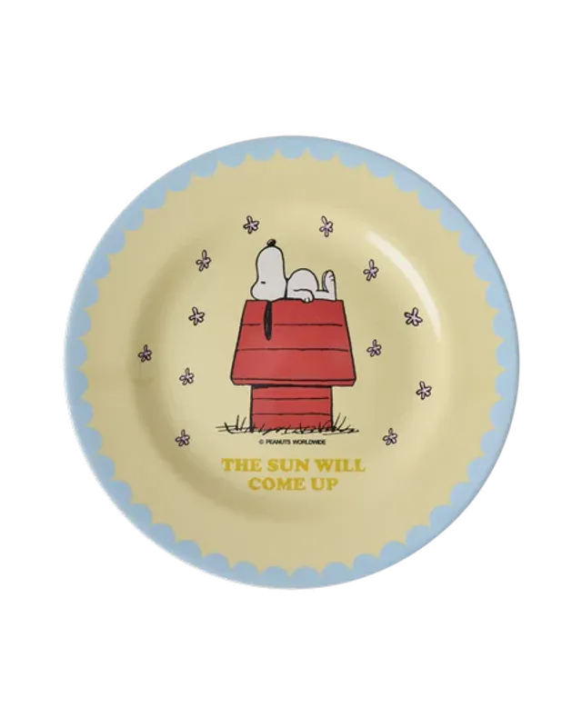 Round Side Plate - Cream - Snoopy Print