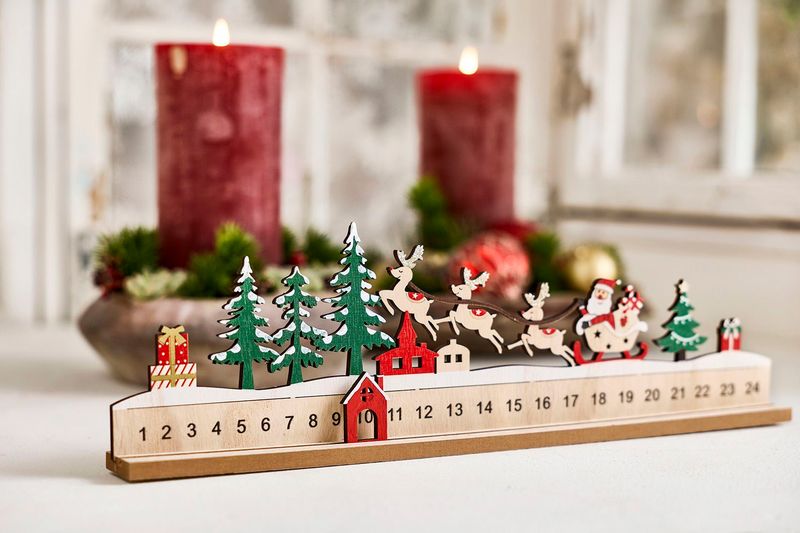 Adventskalender 1-24 Nisse/Slede 45cm