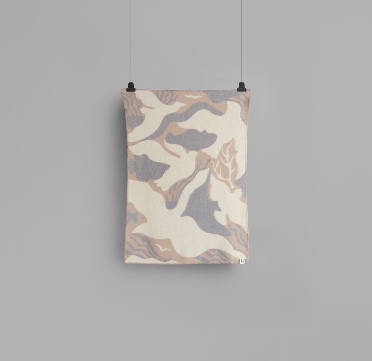 Fugl og Fisk Halvpledd ull 100x135 - Grey/Beige