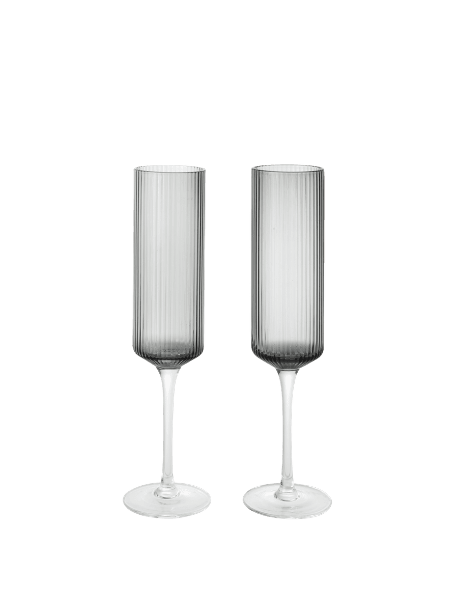 Ripple Champagne Flutes - Smoked (Set of 2)