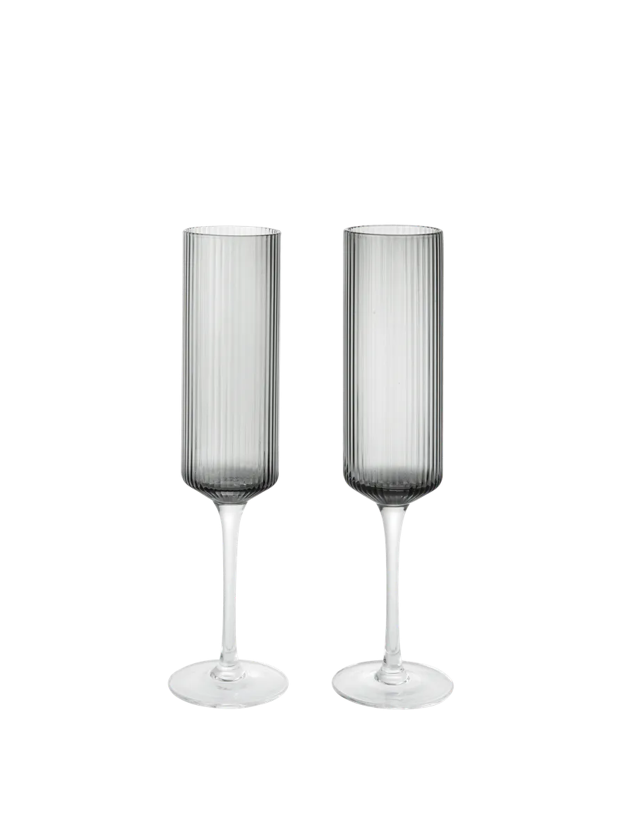 Ripple Champagne Flutes - Smoked (Set of 2)